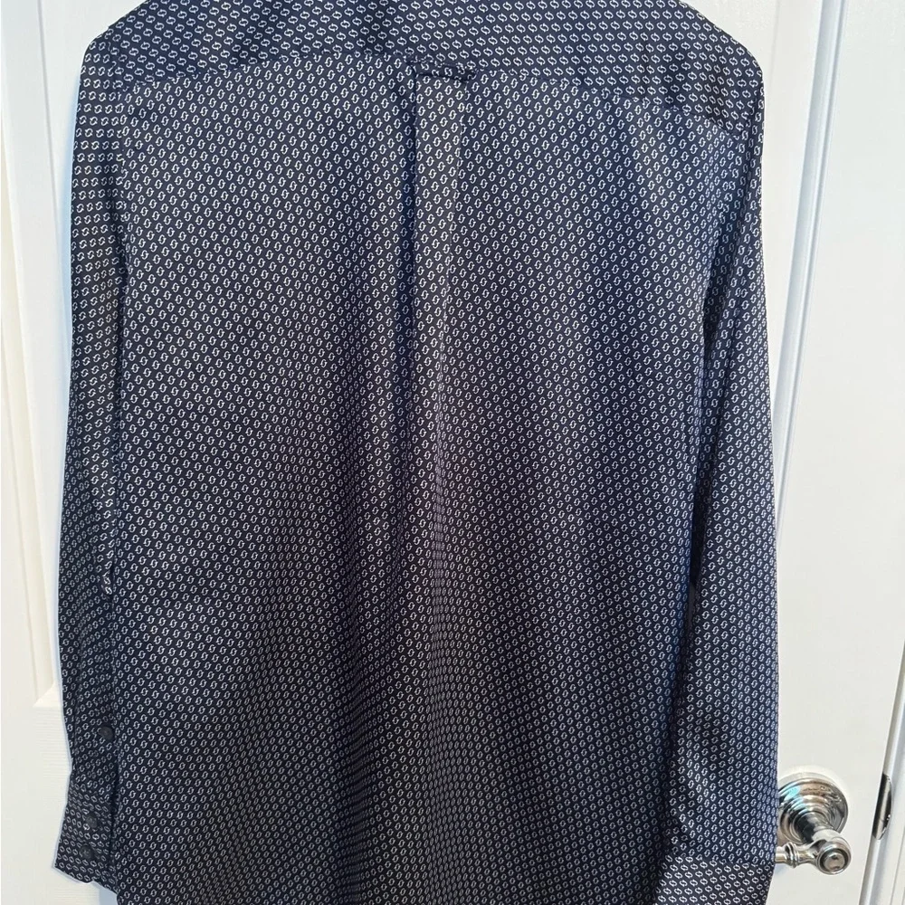 Banana Republic Men’s Parker Blue Navy Geometric Button Up Shirt Long Sleeve XS